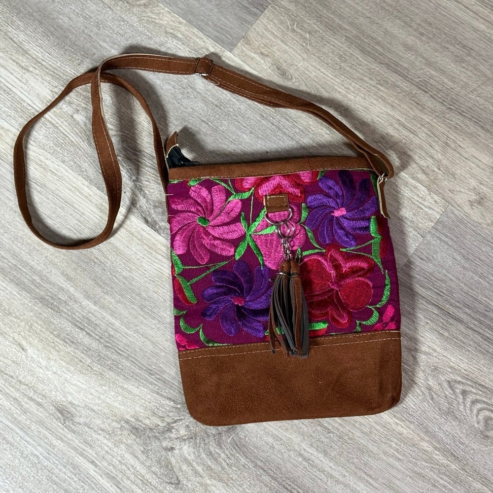Embroidery‎ crossbody bag beautiful colorful flowers